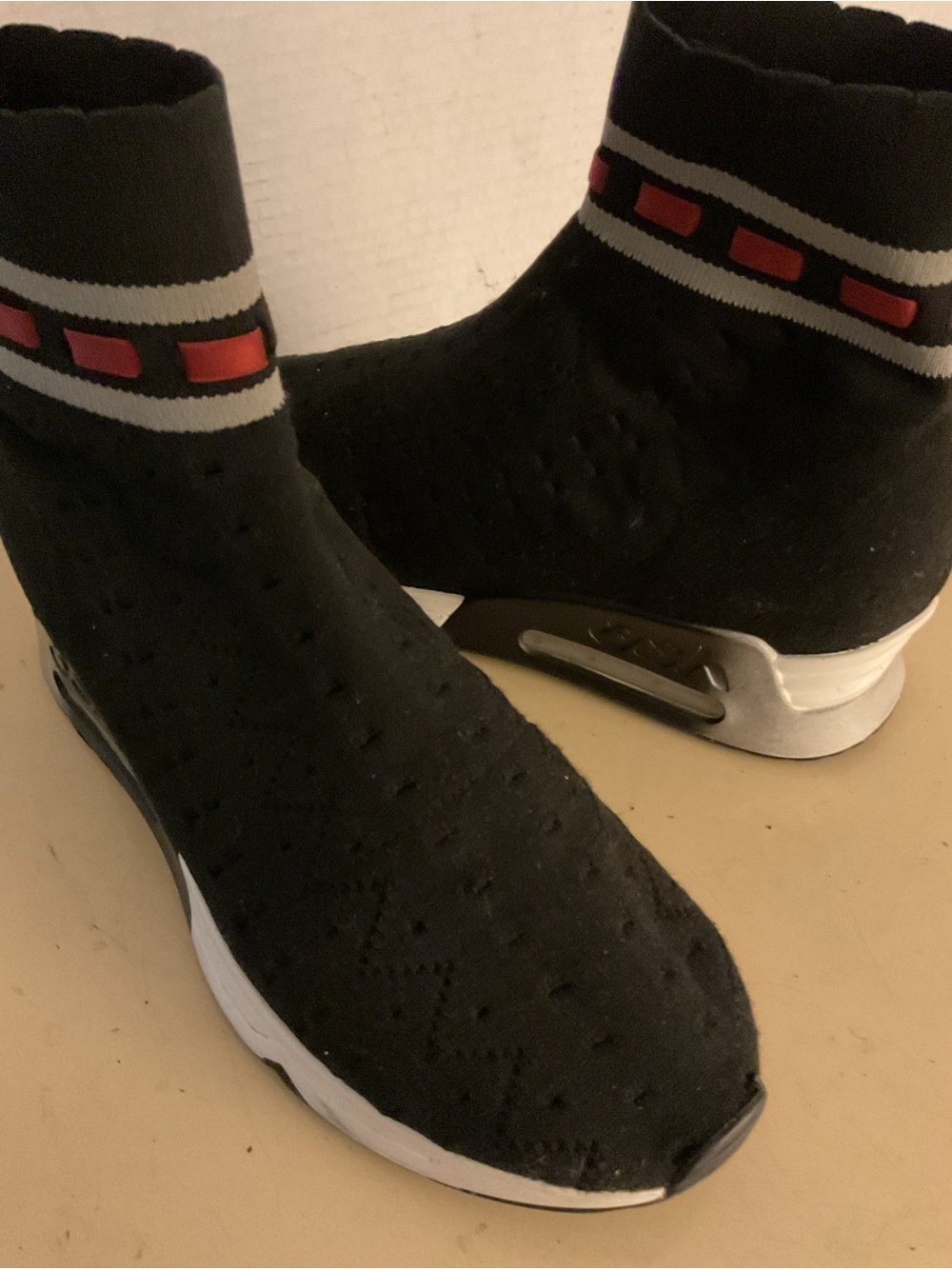 Ash Women's Black Sock knit Platform Sneakers boots US 7.5